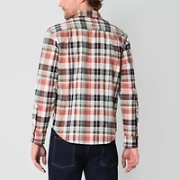 mutual weave Mens Easy-on + Easy-off Long Sleeve Regular Fit Button-Down Shirt