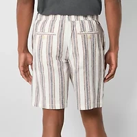 mutual weave Linen Blend Mens 10" Drawstring Waist Deck Short