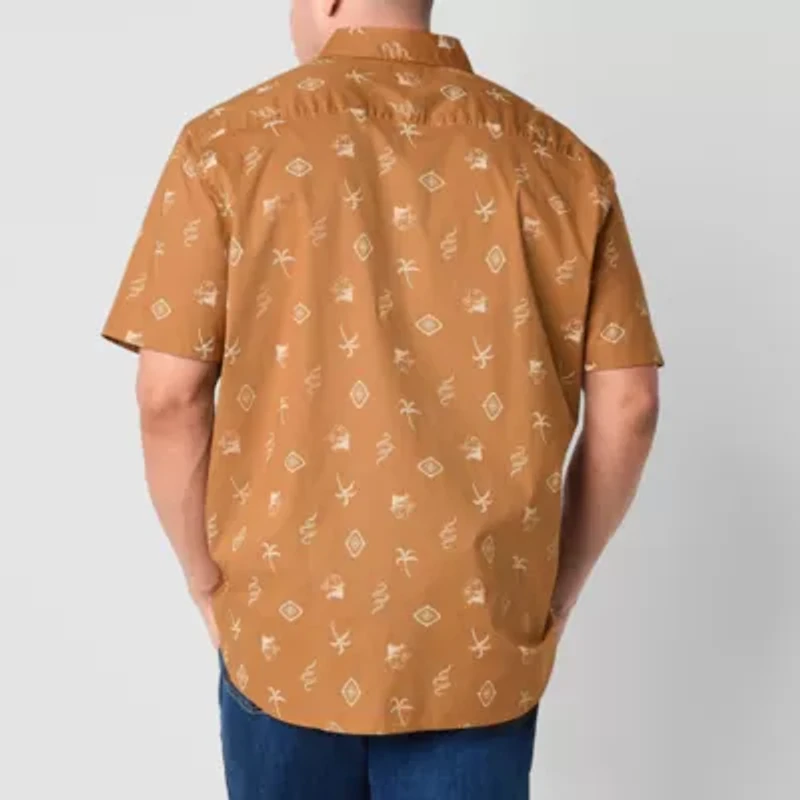 Arizona Mens Short Sleeve Regular Fit Big and Tall Button-Down Shirt