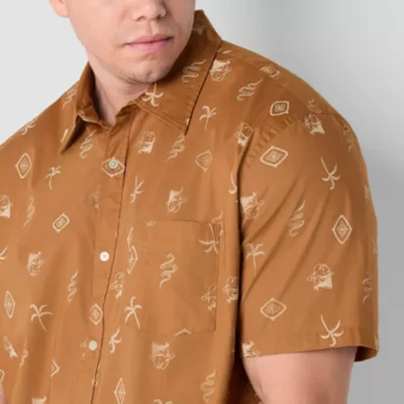 Arizona Mens Short Sleeve Regular Fit Big and Tall Button-Down Shirt