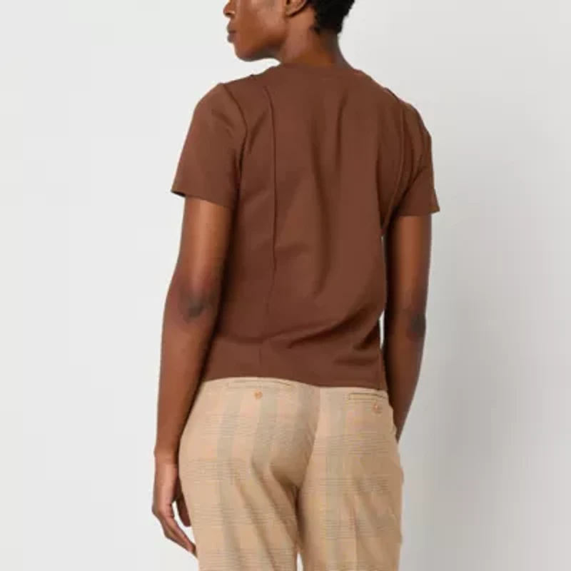 Worthington Womens Crew Neck Short Sleeve T-Shirt