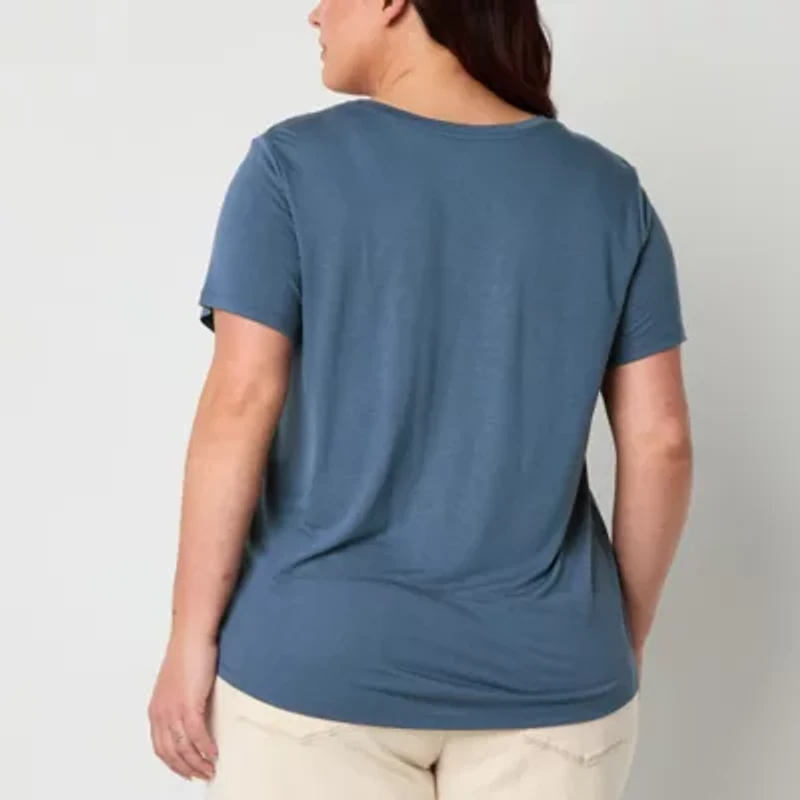 a.n.a Womens Plus Scoop Neck Short Sleeve T-Shirt