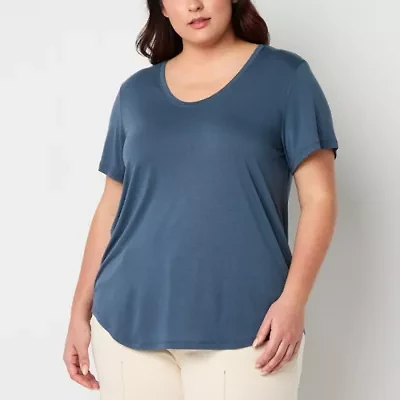 a.n.a Womens Plus Scoop Neck Short Sleeve T-Shirt