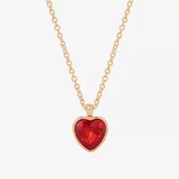Bijoux Bar Delicates Gold Tone Womens Red Glass Heart 16 Inch Pendant Necklace
