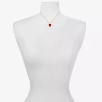 Bijoux Bar Delicates Gold Tone Womens Red Glass Heart 16 Inch Pendant Necklace