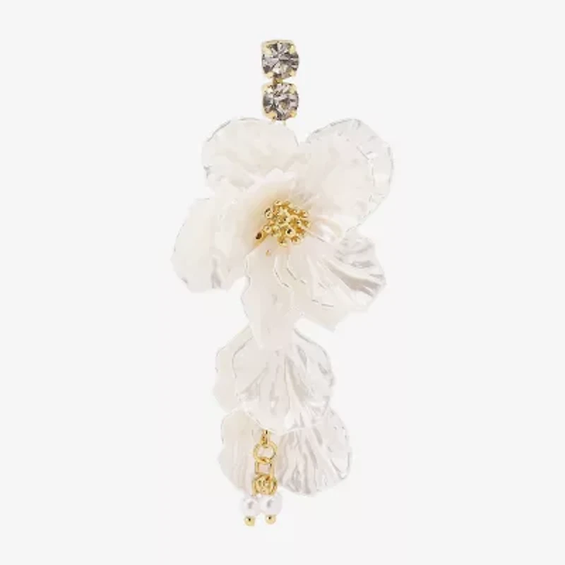 Bijoux Bar Gold Tone Womens Flower Drop Earrings