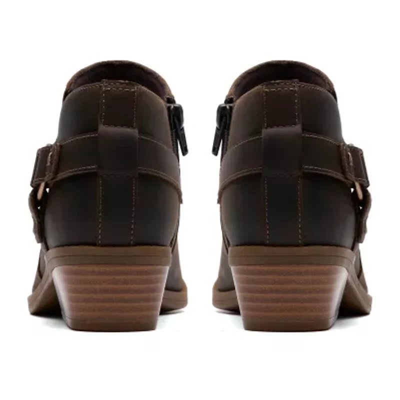 Clarks Womens Danyelle Gema Stacked Heel Booties