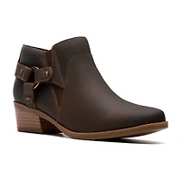 Clarks Womens Danyelle Gema Stacked Heel Booties