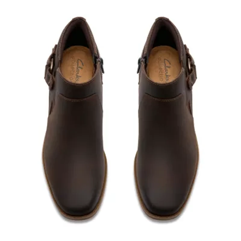 Clarks Womens Danyelle Gema Stacked Heel Booties