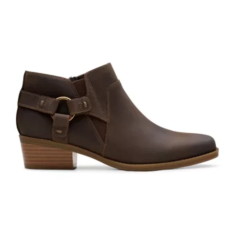 Clarks Womens Danyelle Gema Stacked Heel Booties