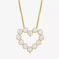 (I / I2) Womens Lab Grown White Diamond 10K Gold Heart 18 Inch Pendant Necklace