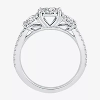 (I / I1) Womens 1 CT. T.W. Lab Grown White Diamond 10K White Gold Round Side Stone 3-Stone Engagement Ring