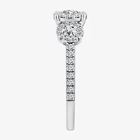 (I / I1) Womens 1 CT. T.W. Lab Grown White Diamond 10K White Gold Round Side Stone 3-Stone Engagement Ring