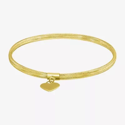 Made in Italy Womens 10K Gold Heart Stretch Bracelet