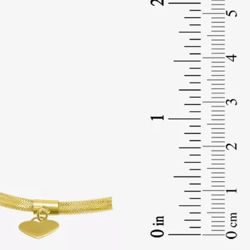 Made in Italy Womens 10K Gold Heart Stretch Bracelet