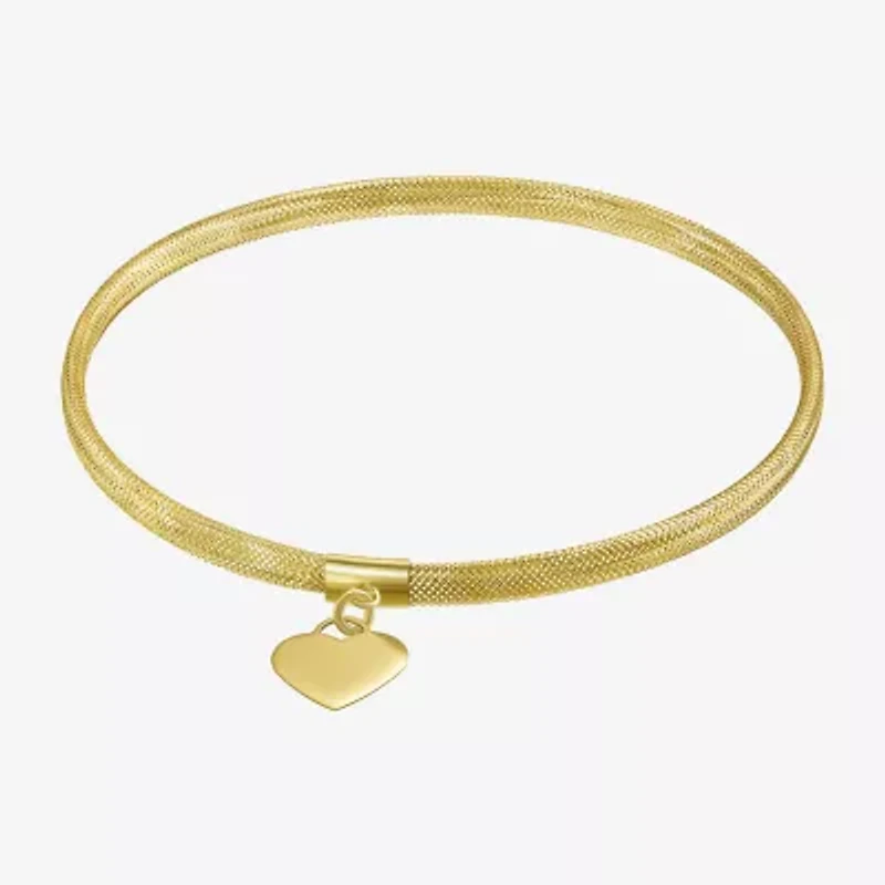 Made in Italy Womens 10K Gold Heart Stretch Bracelet