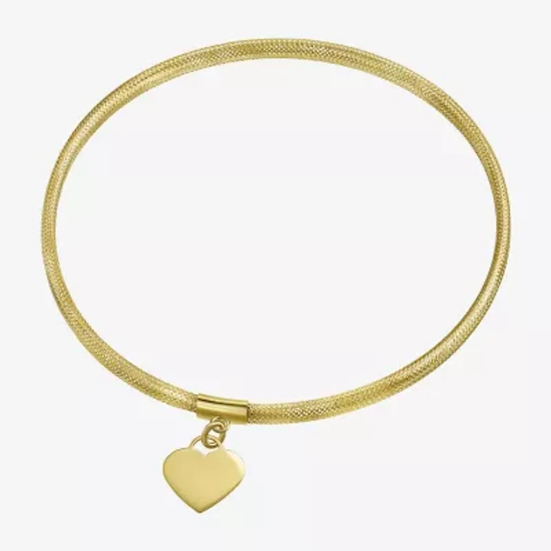 Made in Italy Womens 10K Gold Heart Stretch Bracelet