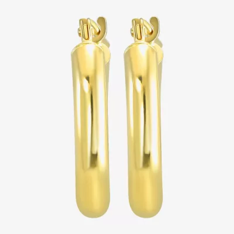 Womens 14K Gold 15mm Round Hoop Earrings