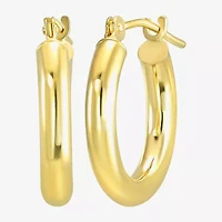 Womens 14K Gold 15mm Round Hoop Earrings