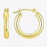 Womens 14K Gold 15mm Round Hoop Earrings