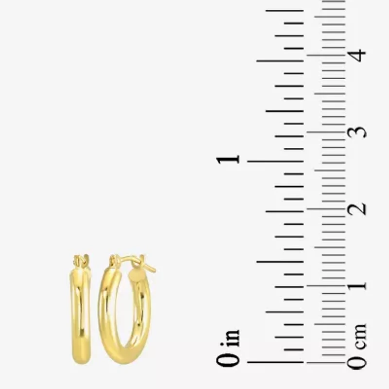 Womens 14K Gold 15mm Round Hoop Earrings