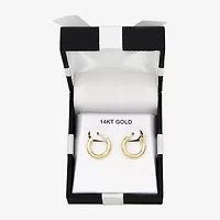 Womens 14K Gold 15mm Round Hoop Earrings