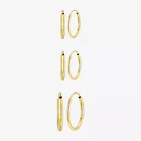 Womens 14K Gold Round 3 Pair Earring Set