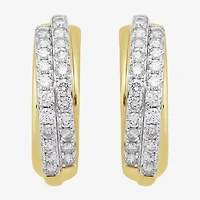 (I / I2) Womens 2 CT. T.W. Lab Grown White Diamond 14K Gold Over Silver 24.8mm Hoop Earrings