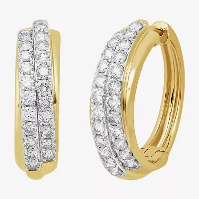 (I / I2) Womens 2 CT. T.W. Lab Grown White Diamond 14K Gold Over Silver 24.8mm Hoop Earrings