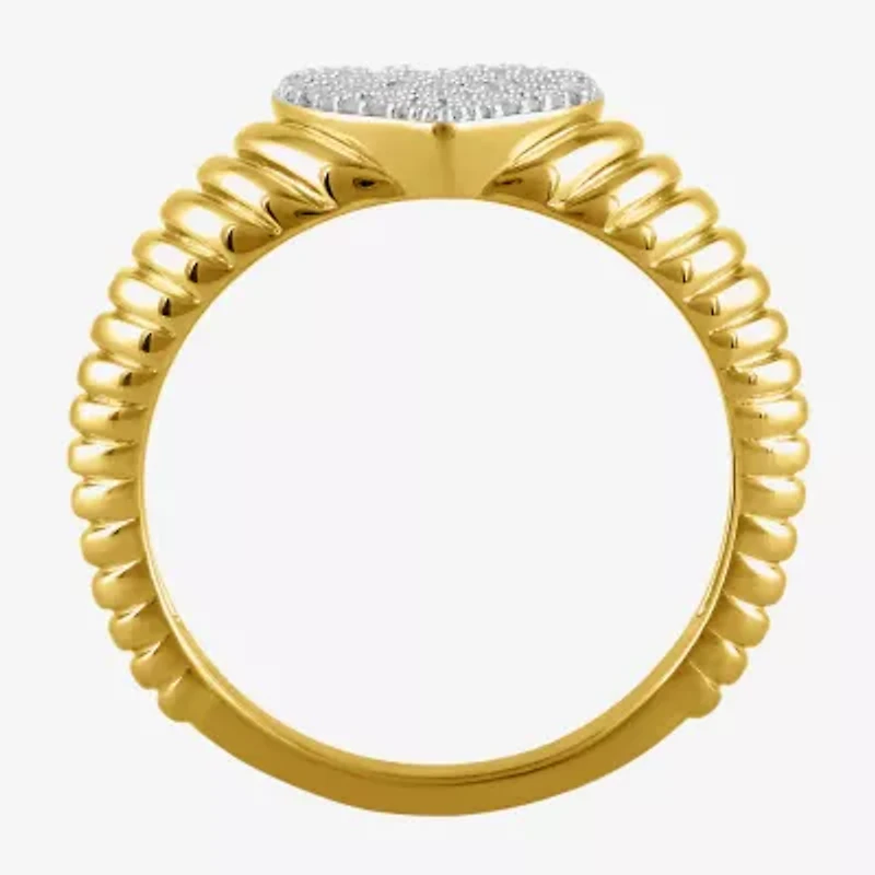 (I / I2) Womens 1/6 CT. T.W. Lab Grown White Diamond 14K Gold Over Silver Heart Cocktail Ring