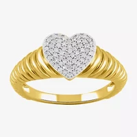 (I / I2) Womens 1/6 CT. T.W. Lab Grown White Diamond 14K Gold Over Silver Heart Cocktail Ring