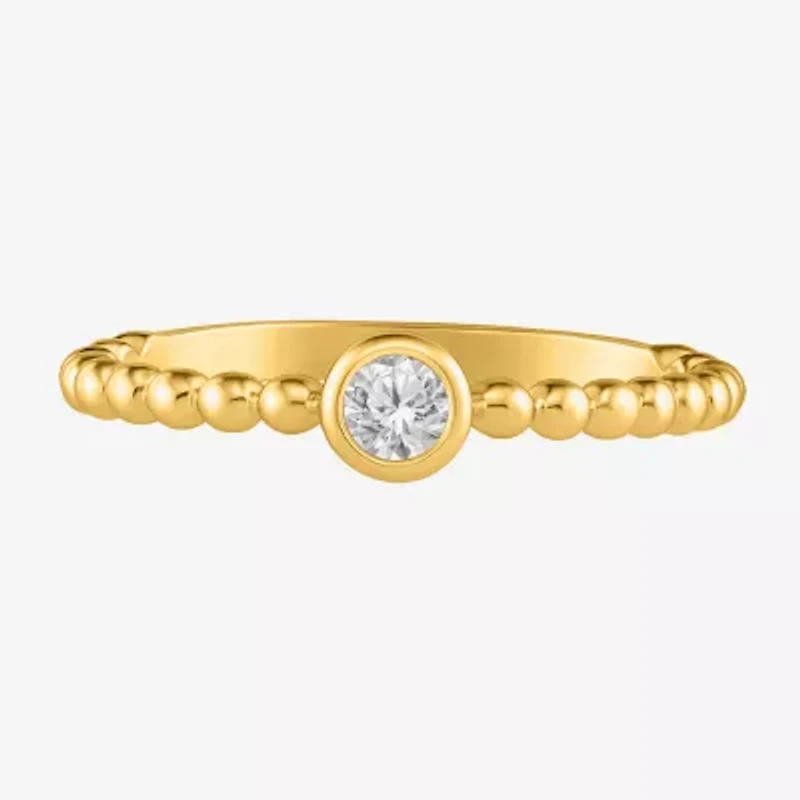 (I / I2) Womens 1/10 CT. T.W. Lab Grown White Diamond 14K Gold Over Silver Cocktail Ring