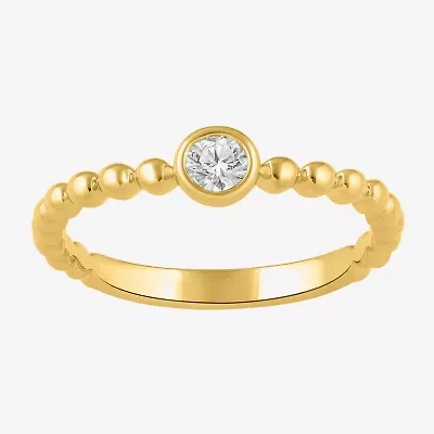 (I / I2) Womens 1/10 CT. T.W. Lab Grown White Diamond 14K Gold Over Silver Cocktail Ring