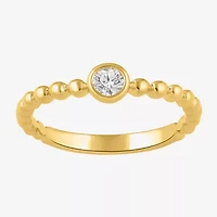(I / I2) Womens 1/10 CT. T.W. Lab Grown White Diamond 14K Gold Over Silver Cocktail Ring