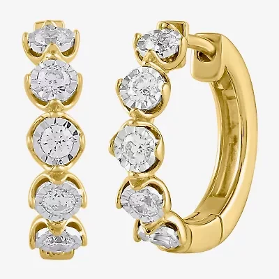 (I / I2) Womens 1/2 CT. T.W. Lab Grown White Diamond 14K Gold Over Silver 17.4mm Hoop Earrings