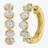 (I / I2) Womens 1/2 CT. T.W. Lab Grown White Diamond 14K Gold Over Silver 17.4mm Hoop Earrings