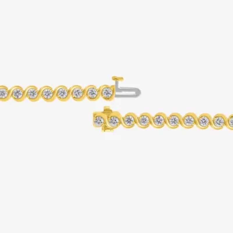 (I / I2) Womens 3 CT. T.W. Lab Grown White Diamond 14K Gold Over Silver 7.25 Inch Tennis Bracelet
