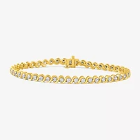 (I / I2) Womens 3 CT. T.W. Lab Grown White Diamond 14K Gold Over Silver 7.25 Inch Tennis Bracelet