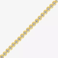 (I / I2) Womens 3 CT. T.W. Lab Grown White Diamond 14K Gold Over Silver 7.25 Inch Tennis Bracelet