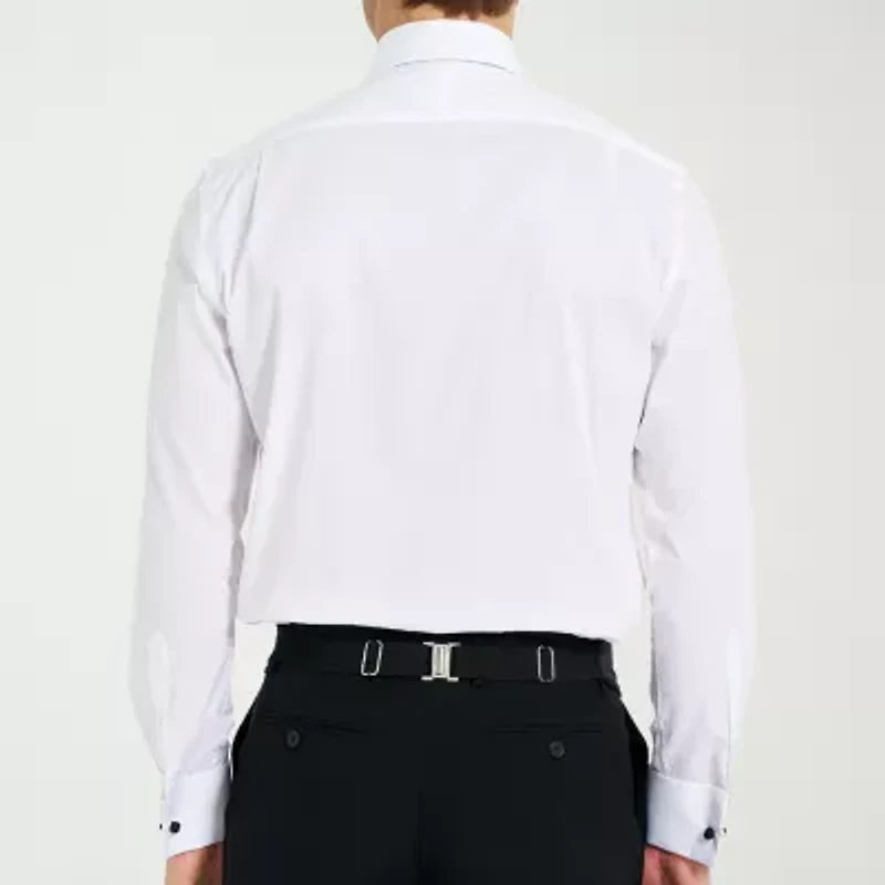 Nick Graham 4-Piece Tuxedo Mens Spread Collar Long Sleeve Stretch Fabric Shirt + Tie Set