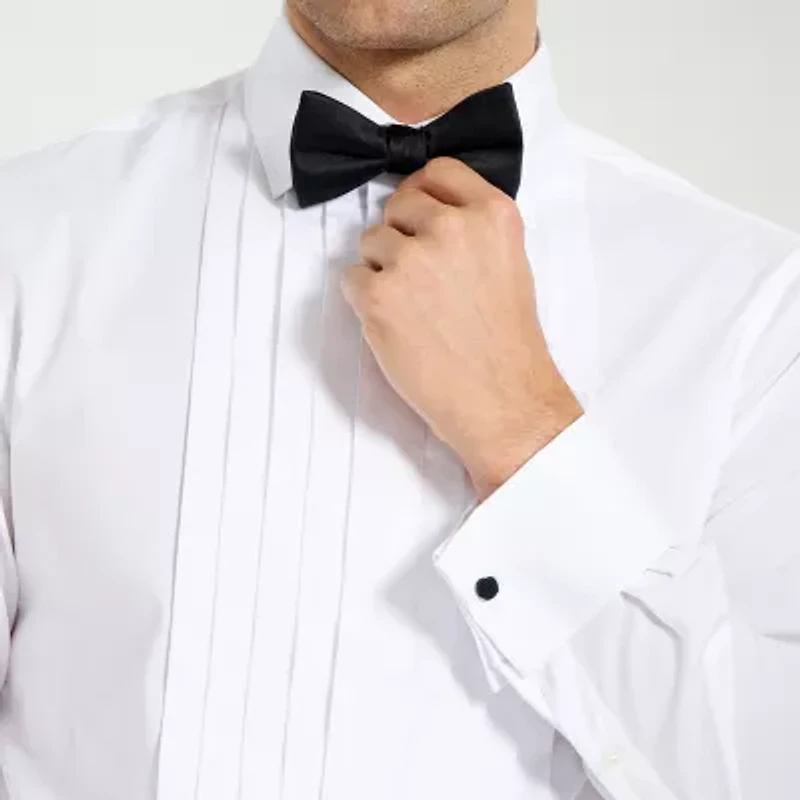 Nick Graham 4-Piece Tuxedo Mens Spread Collar Long Sleeve Stretch Fabric Shirt + Tie Set