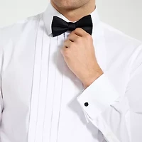 Nick Graham 4-Piece Tuxedo Mens Spread Collar Long Sleeve Stretch Fabric Shirt + Tie Set