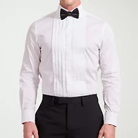 Nick Graham 4-Piece Tuxedo Mens Spread Collar Long Sleeve Stretch Fabric Shirt + Tie Set