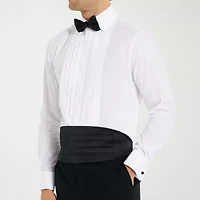 Nick Graham 4-Piece Tuxedo Mens Spread Collar Long Sleeve Stretch Fabric Shirt + Tie Set