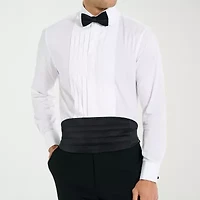 Nick Graham 4-Piece Tuxedo Mens Spread Collar Long Sleeve Stretch Fabric Shirt + Tie Set