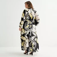 Premier Amour Womens Plus Long Sleeve Floral Maxi Dress