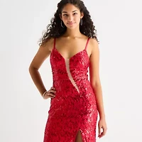 by&by Womens Juniors Sleeveless Beaded Sequin Bodycon Dress