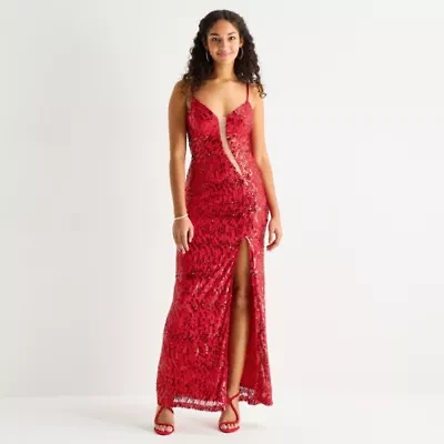 by&by Womens Juniors Sleeveless Beaded Sequin Bodycon Dress