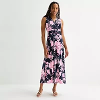 Studio 1 Womens Sleeveless Floral Maxi Dress