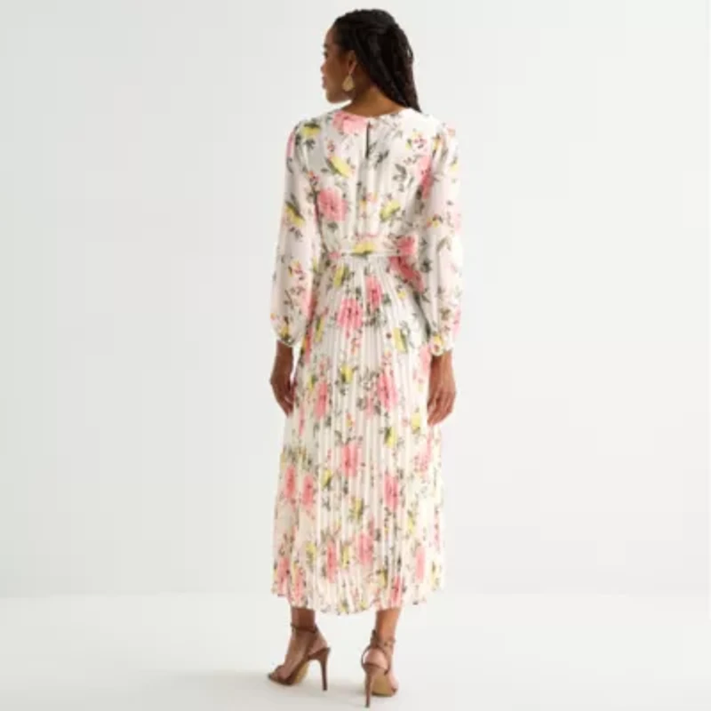 Studio 1 Womens Long Sleeve Floral Maxi Dress
